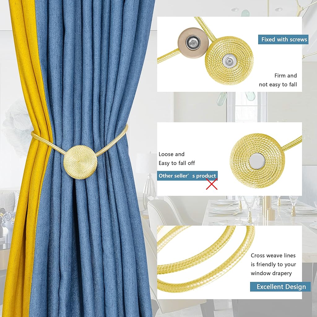 HASTHIP® 2PCS Magnetic Curtain Tiebacks Decorative Curtain Holder Tie Backs Rope Curtain Clip Curtain Buckle, Window Drapery Tie Backs Holder HASTHIP® 2PCS Magnetic Curtain Tiebacks Decorative Curtain Holder Tie Backs Rope Curtain Clip Curtain Buckle, Window Drapery Tie Backs Holder
